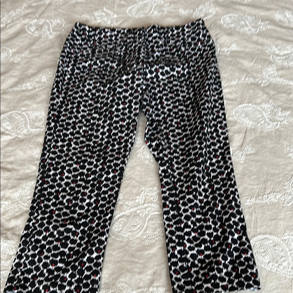 New York & Company Black and White Capris with Dot Pattern